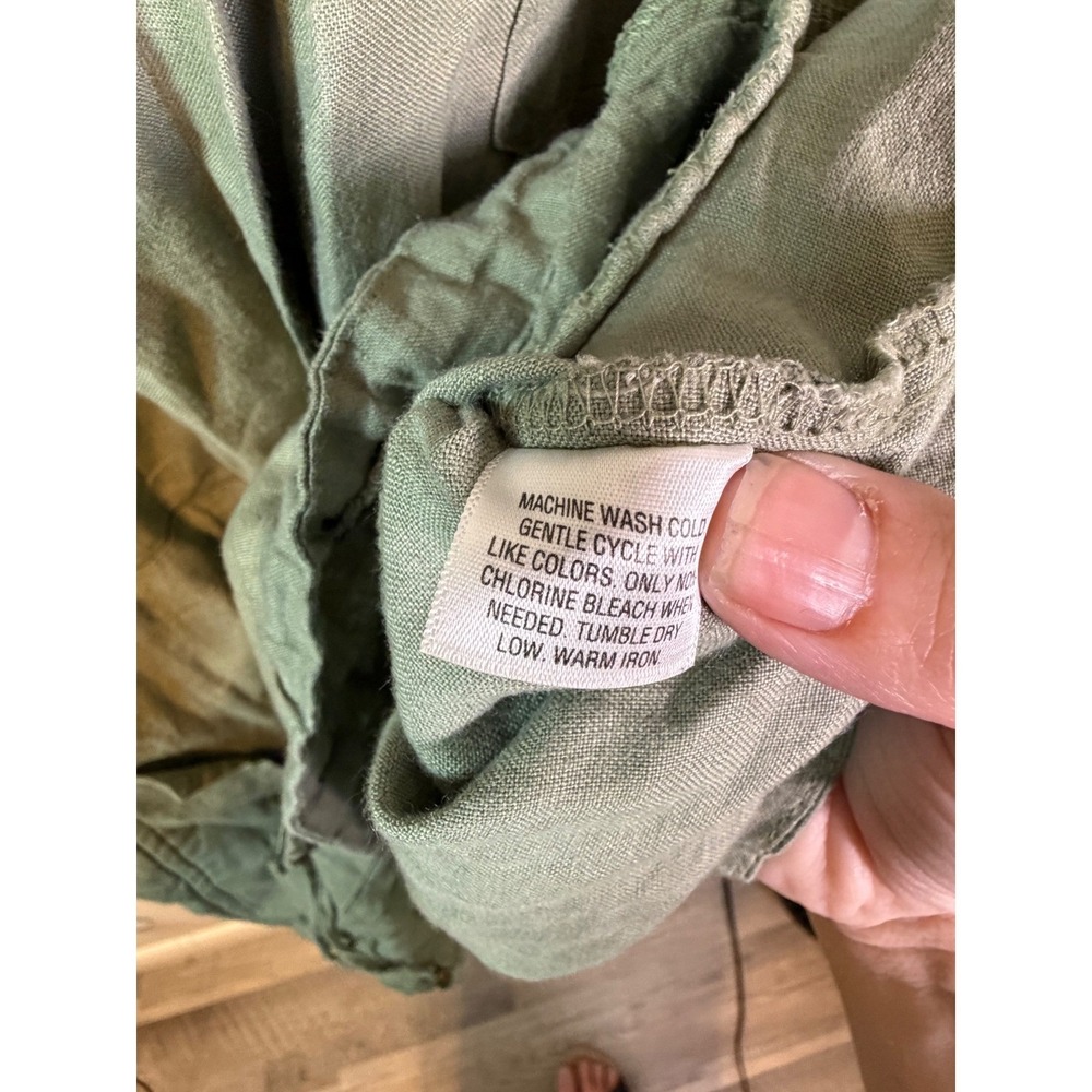 Style & Co Womens Utility Jacket 100% Linen Sage Green Size 16 - Picture 3 of 7